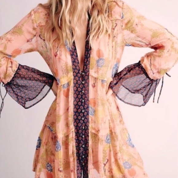 Free People Floral Boho Button-Down Tunic - Picture 1 of 6